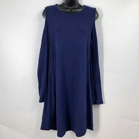 Anthropologie Sol Angeles‎ Women's Cold Shoulder Navy Long Sleeve Dress Size M - Picture 1 of 11
